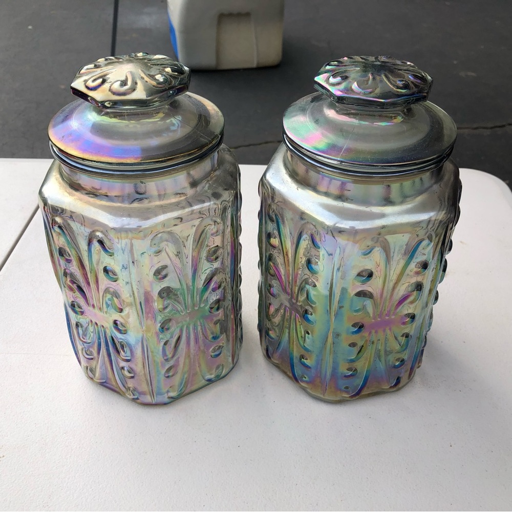 Carnival Glass canisters set of 2